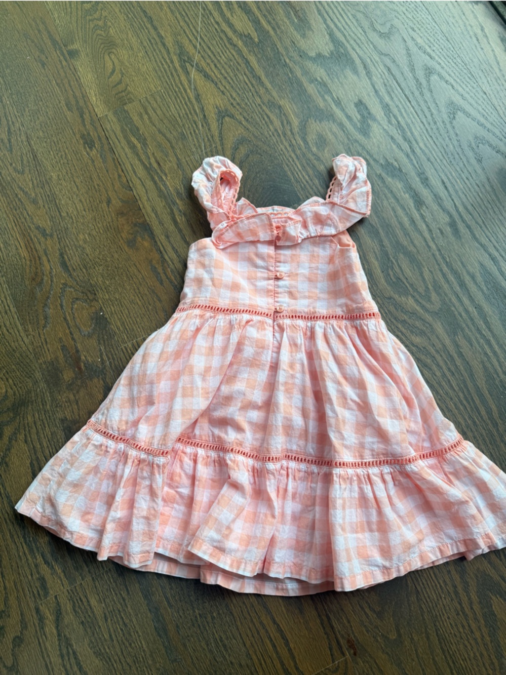 Janie and Jack Peach-Pink Gingham Ruffle Sundress